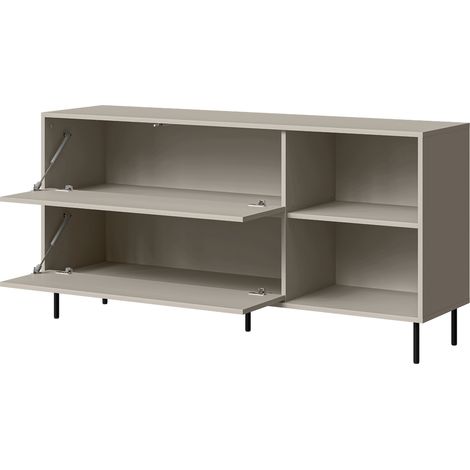 Credenza Cogoleto, Madia 2 Ripiani, Apertura a Ribalta, 2 Ante, 150x39x75h cm Beige