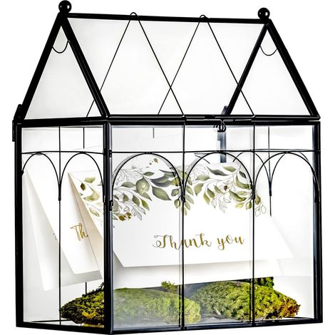 19x12,5x23cm Boîtes en Verre Noir avec Couvercle, Pot de Plante de Terrarium Géométrique Verrouillable Fait à la Main, Décoration de Fête, Maison, Mariage (Boîte en Verre Uniquement) (1/5)