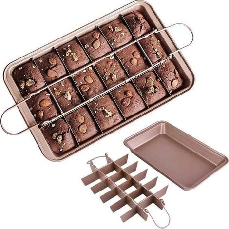 Brownie Moule À Gâteau Carré Professionnel Anti-Adhésif Avec Parois De Séparation Et Fond Amovible[G3361] (1/4)