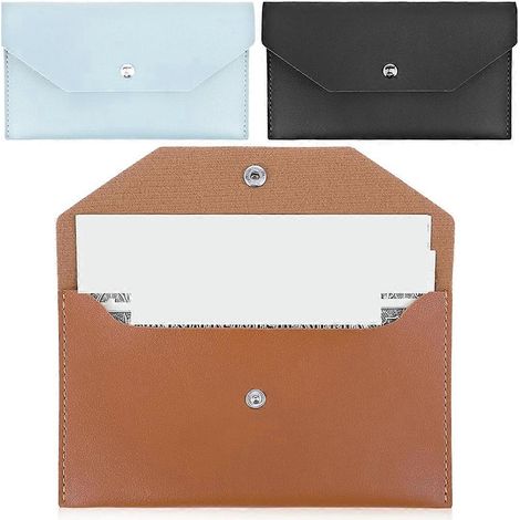 Lot de 3 enveloppes imperméables pour argent liquide, marron, noir et bleu. (1/5)
