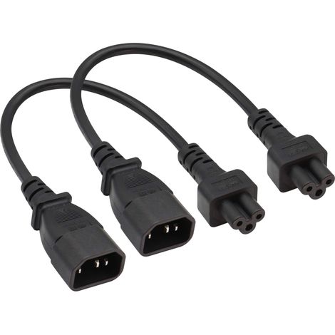 (2 Pack) Câble Adaptateur Secteur IEC 320 C14 vers C5, 10A 125V IEC 3Pole Male vers 3Pole Female Power Adapter,C5 vers C14 AC Converter pour Laptop Converter(30cm) (1/5)