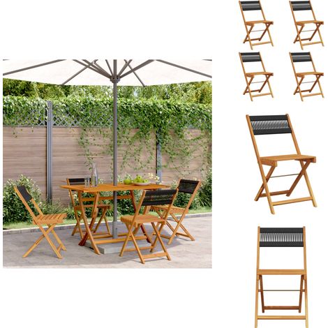 Gartenstühle 4 Stk. Klappbar Schwarz Massivholz Akazie - Klappstuhl - Gartenstuhl - Esszimmerstuhl - Holzstuhl - Akazienholz (1/5)