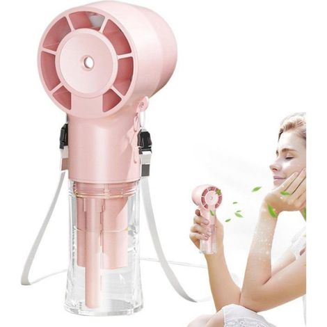 Ventilateur portable à main – Refroidisseur de cou personnel – Ventilateur brumisateur – Ventilateur brumisateur rechargeable et (1/5)