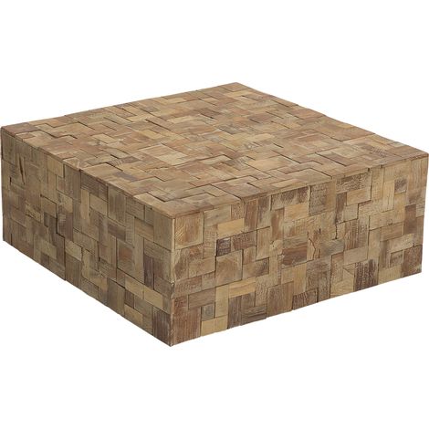 Mesa de centro de madera de teca clara 80 x 80 cm mosaico moderno Gambo