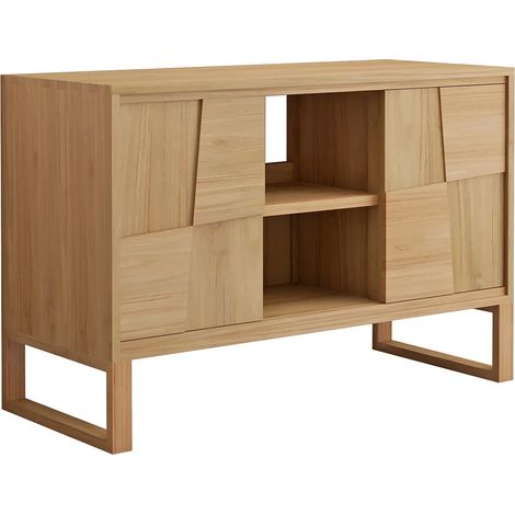 Meuble sous vasque sur pieds en teck - L120 cm - MATARAM (1/4)