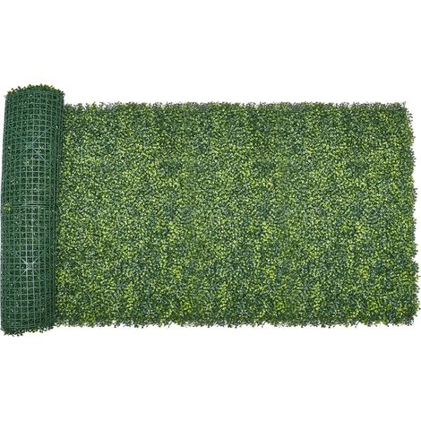 Mur Végétal Artificiel, 300x150 cm, Panneau Mural Décoratif Herbe de Milan Emboîtable, pour Décoration Intérieure et Extérieure, Couverture de Clôture Intimité en Lierre, Brise-vue Mural Jardin (1/5)