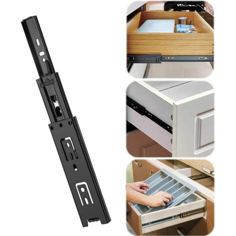 Ej.Life 2 stücke Mini Schubladen Dias Vollauszug Möbel Führungsschiene 3 Abschnitt Kugellager Teleskop Schubladen Dias Küchenschrank Kleiderschrank Gleitschiene(8in) A (1/5)
