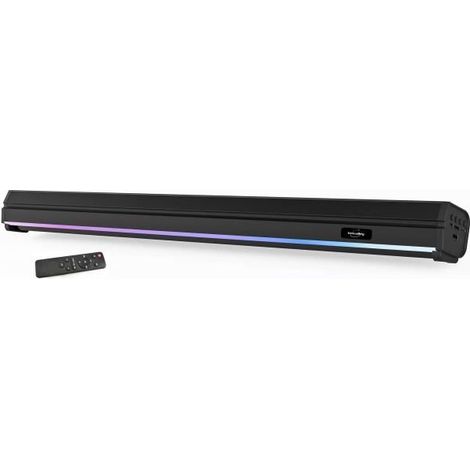 Barre de son bluetooth 60W – LED multicolores – Bluetooth V5.0 – HDMI, USB 2.0, micro SD, FM – Batterie 2400mAh, autonomie 3h – Inovalley