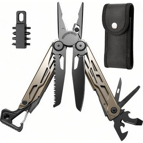 Pince Multifonction en Acier Inoxydable, 25 en 1 Outil Multifonction avec Structure Autoverrouillée, Multitool pour Extérieur, Camping, Survie, Randonnée (1/5)