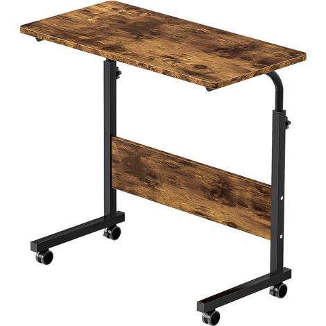 Need – Table d'ordinateur portable réglable en hauteur – Bureau assis debout 80 x 40 x 71-90 cm – Support mobile avec roulettes – Marron vintage