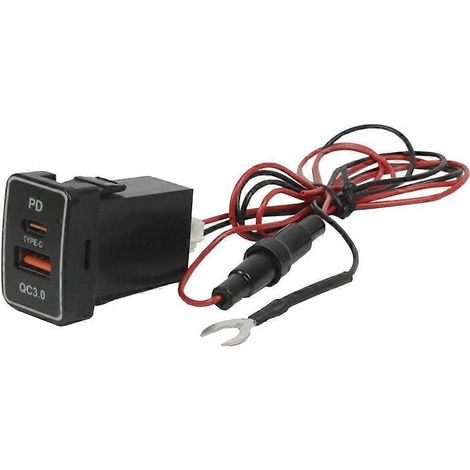 1 prise allume-cigare TS-02 QC3.0 Type-C à charge rapide pour Toyota, double port de charge rapide, pièce de rechange pour voiture (1/5)