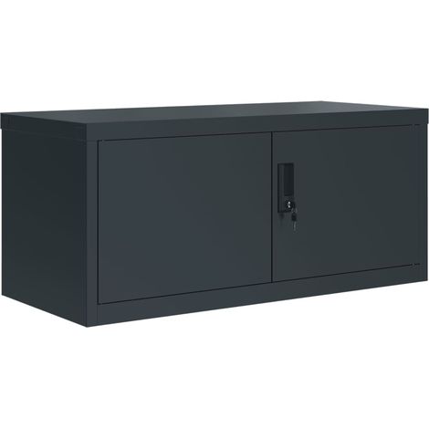Cajoneras mueble de oficina puertas con cerradura 90 x 40 x 40 cm en acero antracita DEC024507