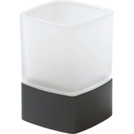 Sapho Accessori bagno Gedy - Bicchiere per spazzolino Lounge da appoggio, vetro latte/nero opaco 549814 (1/3)