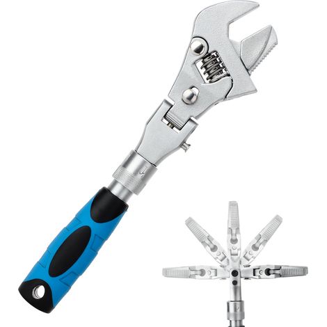 Llave de carraca plegable de cabeza flexible de 10 pulgadas, con rotación de 180 grados, para reparaciones mecánicas. (1/2)