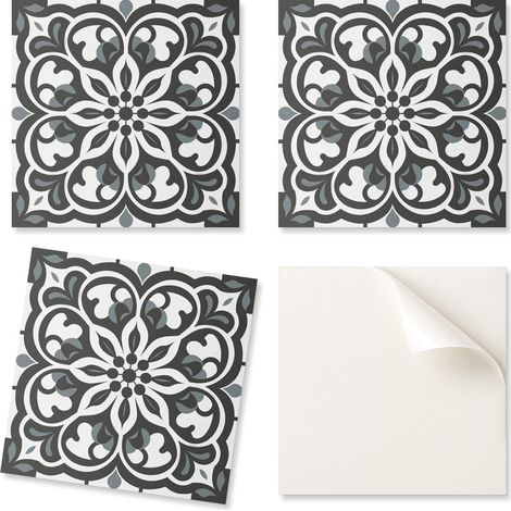 Baldosas decorativas de vinilo autoadhesivas para el hogar con estampado floral y adornos, 20x20x20 cm.