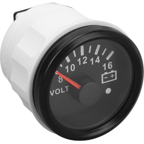 Voltmètre 52mm DC9-32V Jauge de Tension à Aiguille Rétroéclairée Coloré pour Camping-car, Yacht, Bateau de Pêche, Navire – Cadran Noir et Couvercle Noir (1/5)