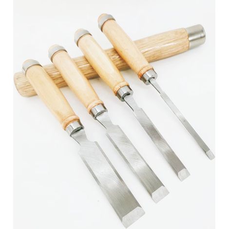 Ciseaux À Bois - Acier Haut Carbone - Bords Biseautés - Pour Sculpture Et Menuiserie - 6 mm 12 mm 18 mm 24 mm - Lot De 4 (1/5)