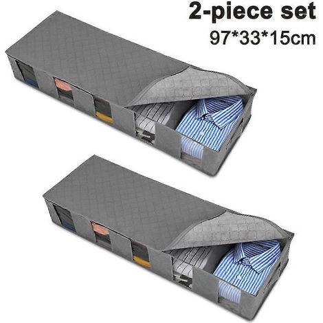 2er-Pack Aufbewahrungstaschen, faltbar, für unter dem Bett, aus robustem, grauem Material (1/5)