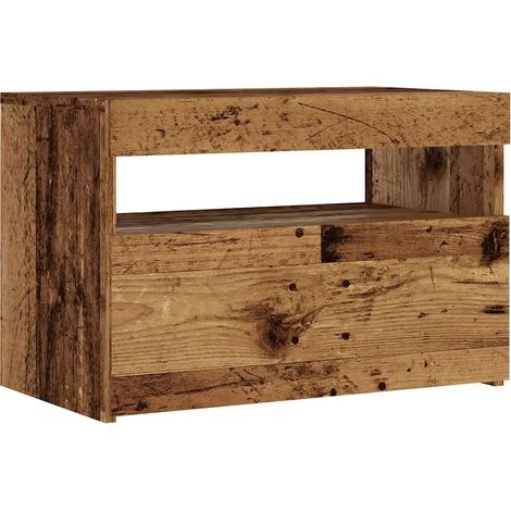 Meuble TV flottant design moderne espace de rangement 60 x 35 x 40 cm en bois d'ingénierie vieux bois (1/5)