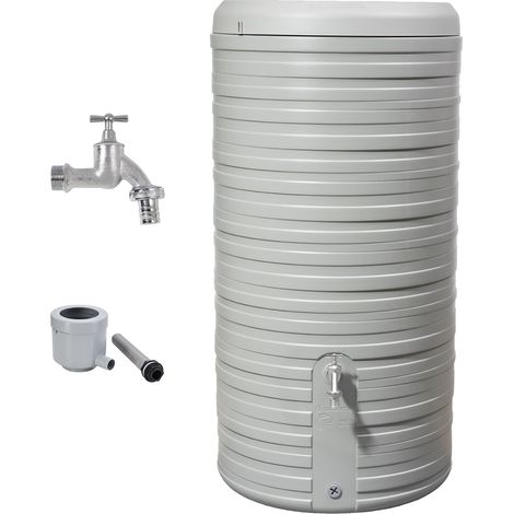 GARANTIA NORDIC 2in1 serbatoio per pioggia set completo 300 litri grigio pietra incl. rubinetto cromato e raccordo pluviale