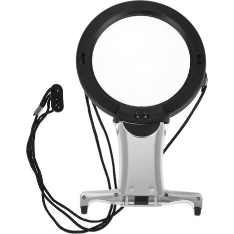 Loupe à 2 lentilles X2 et X6 Grossissement Illuminant LED Sangle de cou mains libres pour broderie Lecture Livre Couture Artisanat Bijoux Artisanat (1/5)