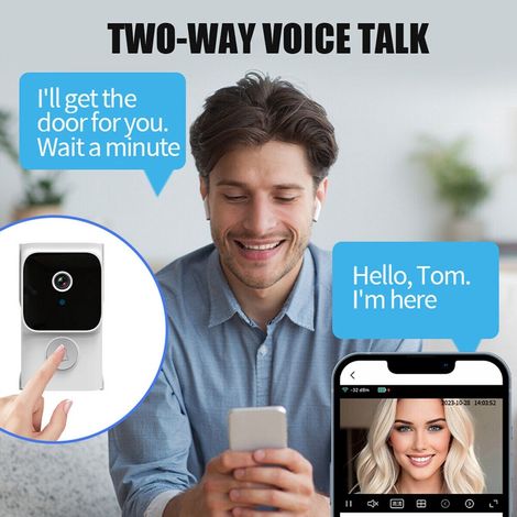Ring WLAN-Türklingel mit Smartphone-Gegensprechanlage und Videokamera