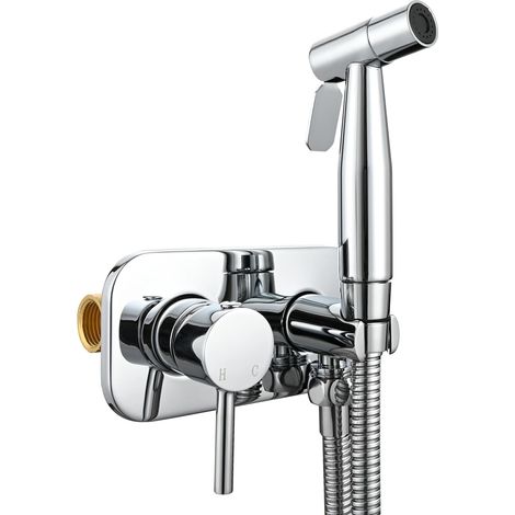 1 Kit Douchette WC, Acier Inoxydable, Finition Chromé, Flexible 1.5m, Support Mural, Salle de Bain (1/5)