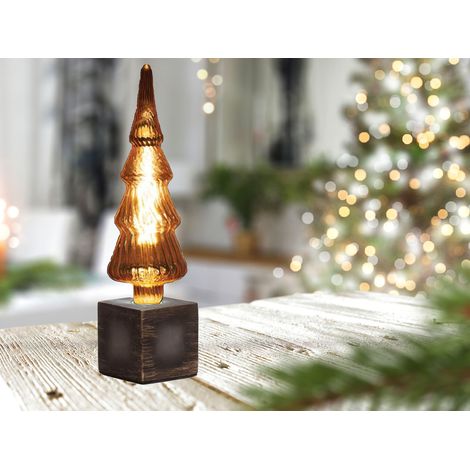 Tischlampe Würfel Grau mit Deko LED Tannenbaum, Quadrat 9cm (1/5)