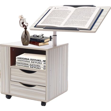 Table de chevet, Plaque de densité + Support en acier au carbone, Hauteur réglable 70-90cm, Taille du cabinet 504046cm, Taille du bureau 6040cm, Roues verrouillables (1/5)