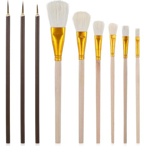 Juego de 9 pinceles para esmalte cerámico，adecuados para diversas técnicas de esmaltado con pintura acrílica y al óleo，cómodos de sujetar (1/5)