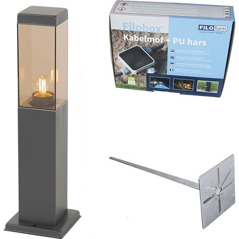 QAZQA Moderno Farola de exterior moderna gris oscuro con humo 45 cm - Malios Acero inoxidable /Plástico Alargada Adecuado para LED Max. 1 x 60 Watt