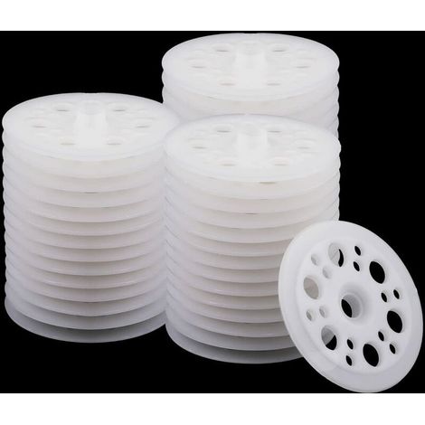 100pcs Rondelles Plates en Plastique, Rondelles en Plastique de 45mm Rondelles en Polypropylène Rondelles en Mousse pour la Fixation et le Support des Panneaux Isolants en Mousse (1/4)