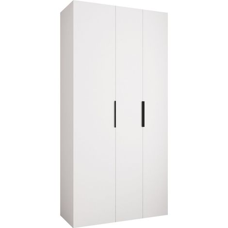 Armario Hartford 573, Blanco, 246x120x42cm, Puertas de armario: Con bisagras, Número de estantes: 8 (1/5)