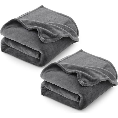 Kuscheldecke Fleecedecke Flanell Sofadecke 4 2er Set 150 x 200 cm Grau (1/5)