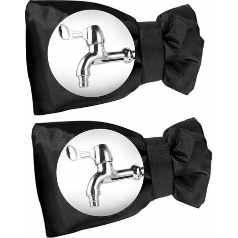 de Housse Robinet Extérieur Couvercle de Protection Antigel de Robinets Vent Résistant Imperméable pour Hiver Jardin Noire 2 pièce (1/5)