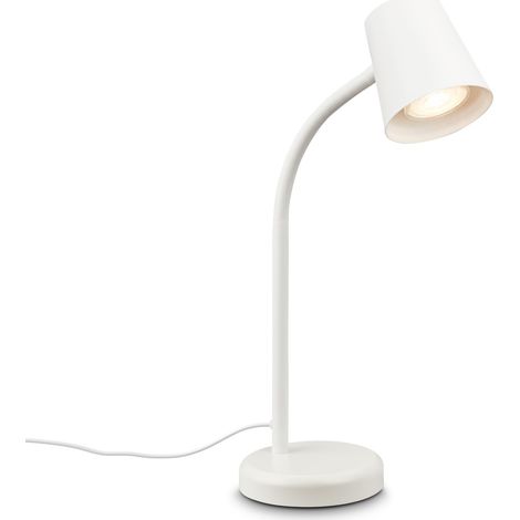 Lampe de chevet, lampe de bureau orientable, lampe de table GU10 pour bureau à domicile avec interrupteur à câble, blanc (1/5)