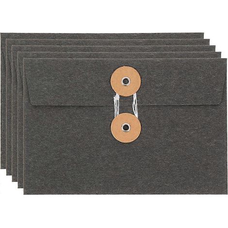 Lot de 5 pochettes vintage en papier, pochettes de classement pratiques, enveloppes créatives pour cartes postales-Black