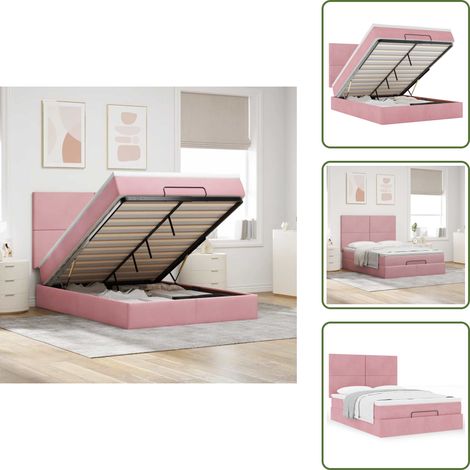 Letto rosa - vidaXL Struttura Letto Pouf con Materassi Rosa 140x200 cm in Velluto - Materasso morbido