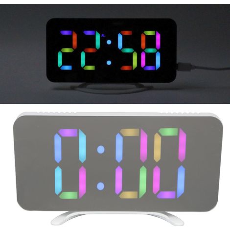 Orologio elettronico - Specchio LED - Cornice in ABS - 15,8 cm - RGB - Sveglie - Per ufficio/camera da letto (1/4)