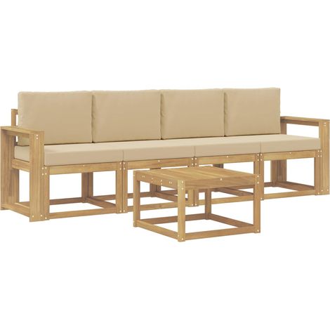 Conjunto de sofás de exterior 5 uds. y Beige vidaXL (1/5)