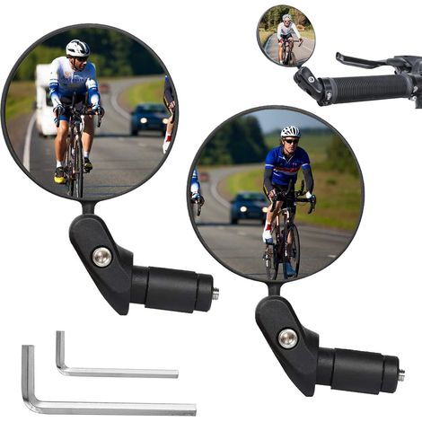 Retroviseur Velo Guidon，Retroviseur Trotinette Electrique，Miroir Convexe 360° Réglable Pour Vtt，Rétroviseur Vélo Pour 22 mm 360 17,4 Noir (1/5)
