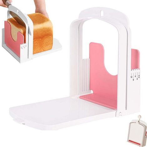 Trancheuse à pain - Trancheuse à pain pliable - Trancheuse à pain manuelle - Épaisseur de coupe réglable de 4 à 12 mm - Pour toasts, sandwichs et bagels - Ustensile de cuisine blanc (1/5)
