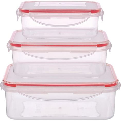 Pack de 3 táperes herméticos de plástico 0.24L - 0.5L - 1L