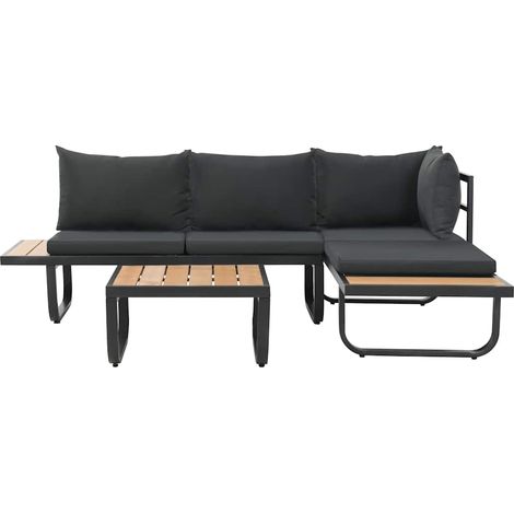 Maison Exclusive - Set Divano da Giardino 2 pz ad Angolo Cuscini in Alluminio WPC (1/5)