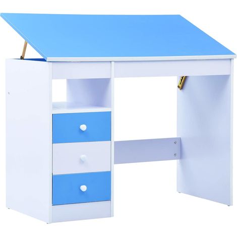 vidaXL Bureau pour enfants Inclinable Bleu et blanc (1/5)