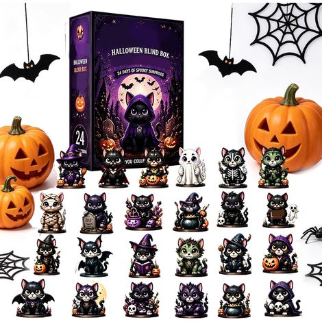 Halloween, sorcières, fantômes et petits monstres, pendentifs en acrylique, calendrier à surprise (1/5)
