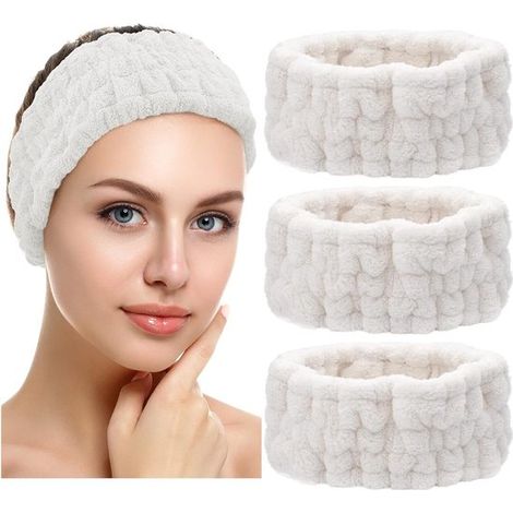 Ensemble de 3 bandeaux (bandeau nettoyant visage, bandeau maquillage, bandeau polaire pour les soins de la peau et le spa, bandeaux sport et yoga) (1/5)