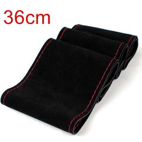 (36cmLigne rouge noire-)Housse de volant de voiture unique en daim neuf Taille 36cm/38cm/40cm Convient pour Skoda Chevrolet Convient pour Nissan etc. (1/5)