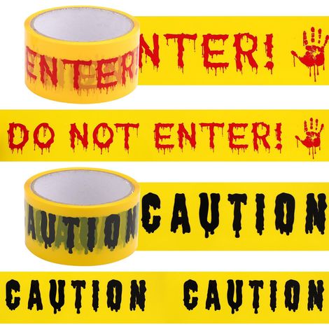 2 rouleaux de ruban de signalisation d'Halloween - 4,8 cm x 25 m - Bicolore - Ruban décoratif « Entrée interdite » (1/5)
