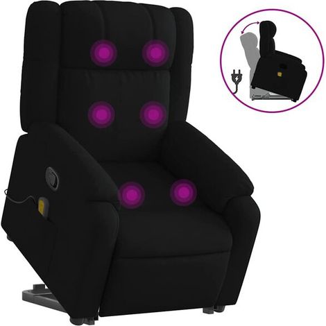 Chaise de massage ergonomique en tissu noir – Siège relaxant avec fonction chauffage, vibration et réglage inclinable pour soulager les tensions dorsales (1/5)
